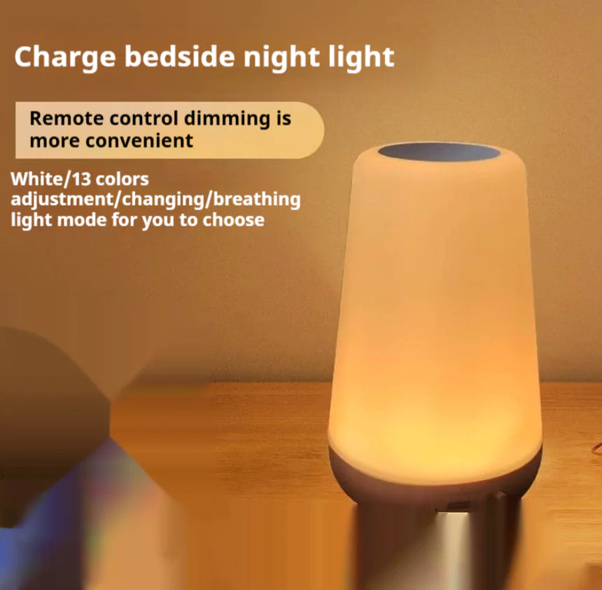 Wood Grain LED Touch Lamp with Remote Control