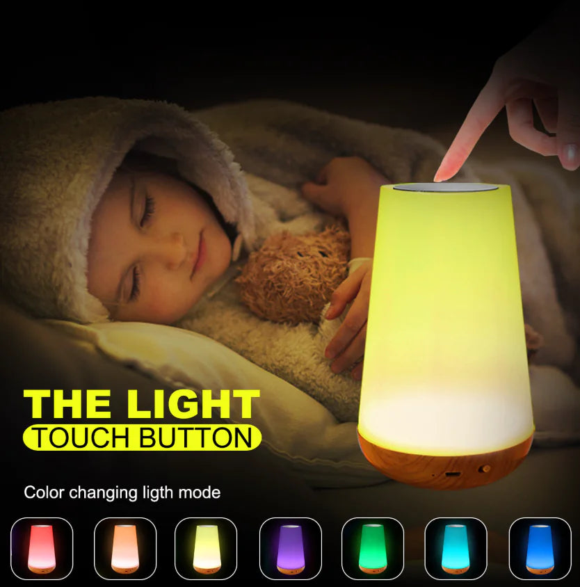 Wood Grain LED Touch Lamp with Remote Control