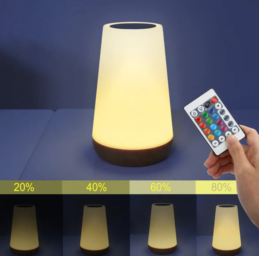 Wood Grain LED Touch Lamp with Remote Control
