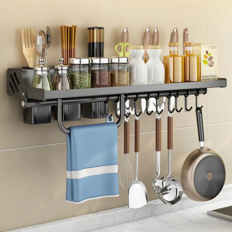 Wall-mounted Multi-function Kitchen Rack for Utensils