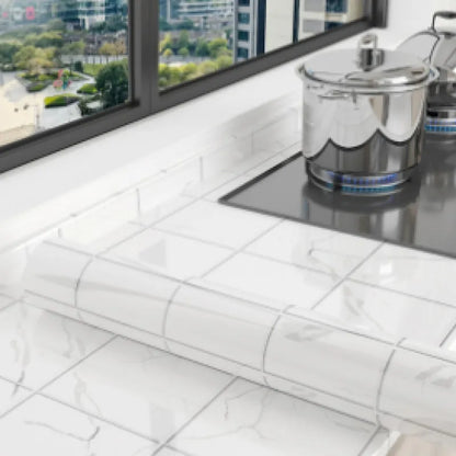 Marbling Thickened Self-adhesive Waterproof Anti-oilproof Wall Kitchen Cabinet Stickers