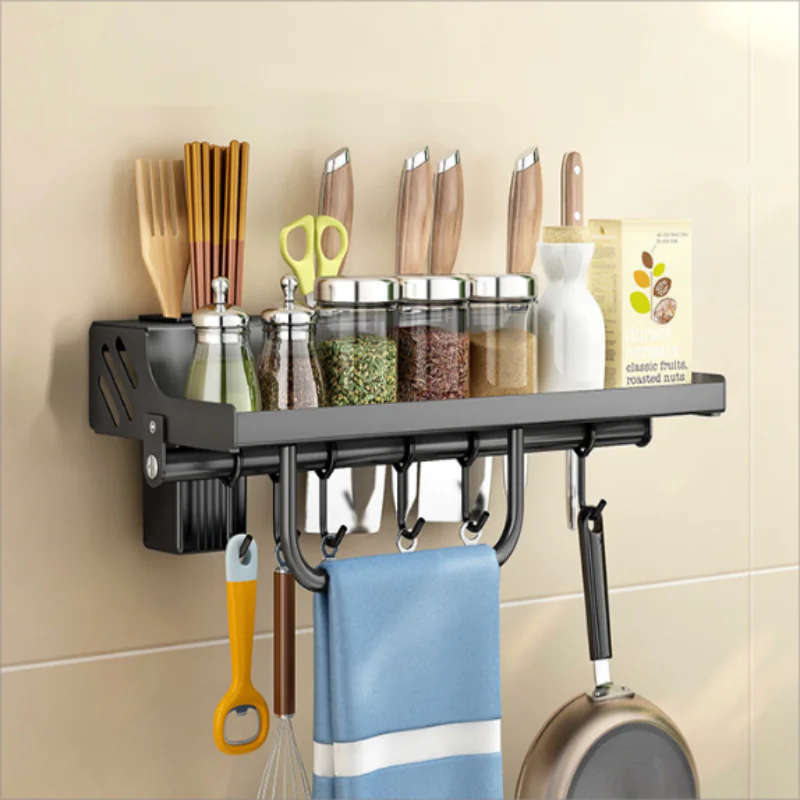 Wall-mounted Multi-function Kitchen Rack for Utensils