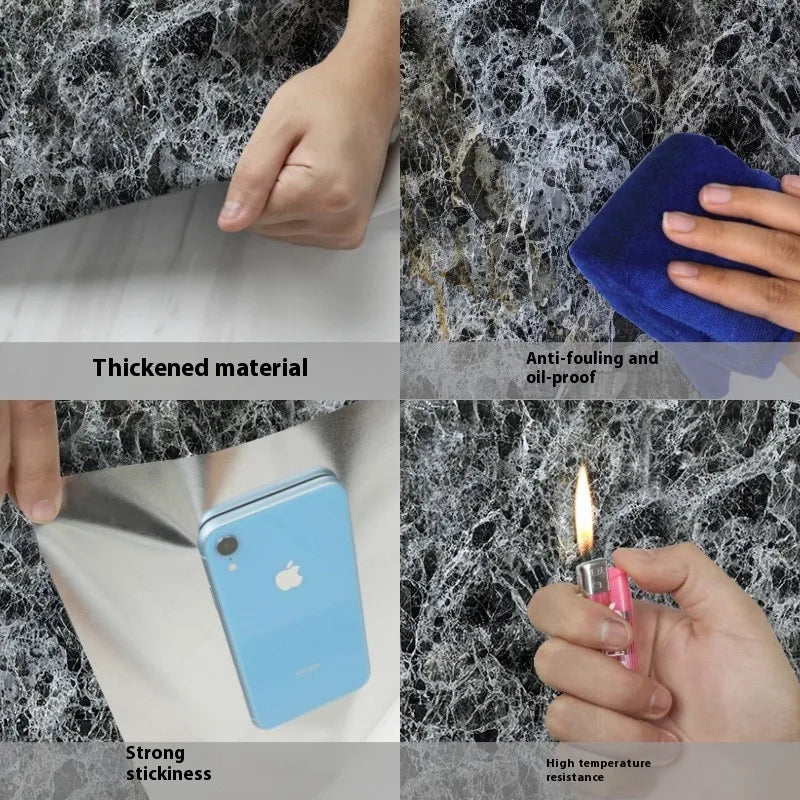 Marbling Thickened Self-adhesive Waterproof Anti-oilproof Wall Kitchen Cabinet Stickers