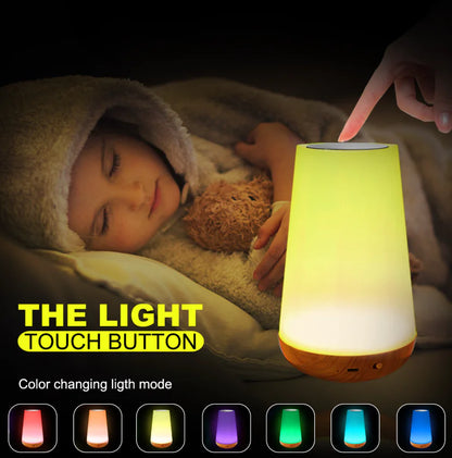 Wood Grain LED Touch Lamp with Remote Control