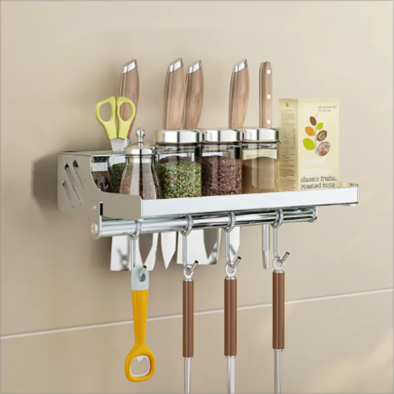 Wall-mounted Multi-function Kitchen Rack for Utensils
